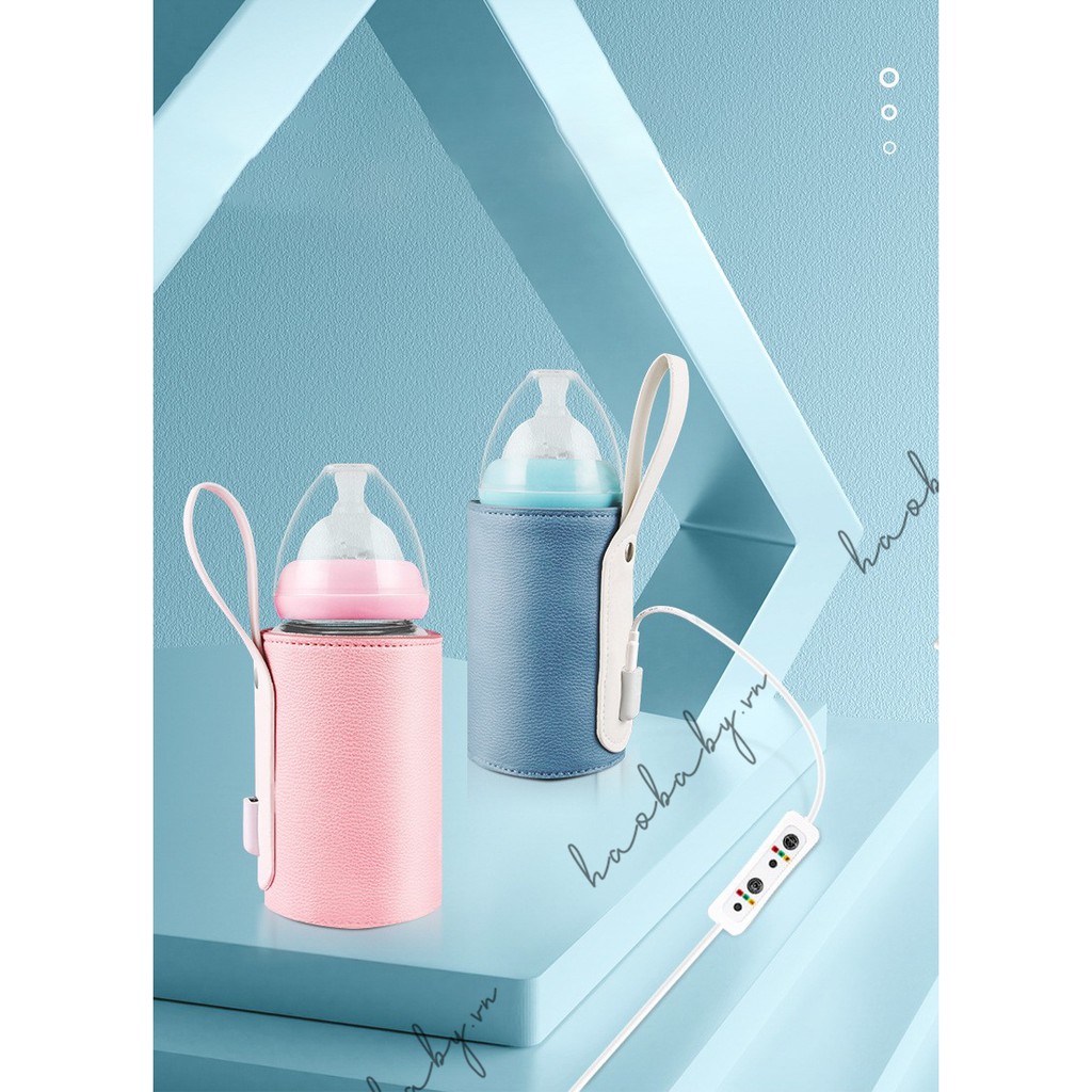 Haobaby shop Túi ủ giữ nhiệt bình sữa di động cao cấp, hâm sữa USB thông
