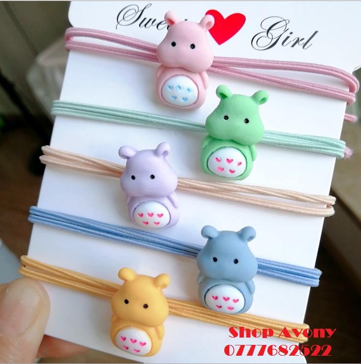 Combo 5 dây cột tóc trẻ em đính hình dễ thương