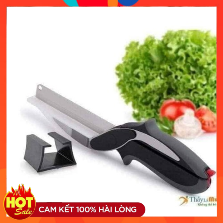 Kéo Cắt Rau củ quả đa năng 2in1 Clever Cutter thép siêu bền, chống gỉ êm ái, độc đáo, tiện dụng Thay thế cả dao và thớt
