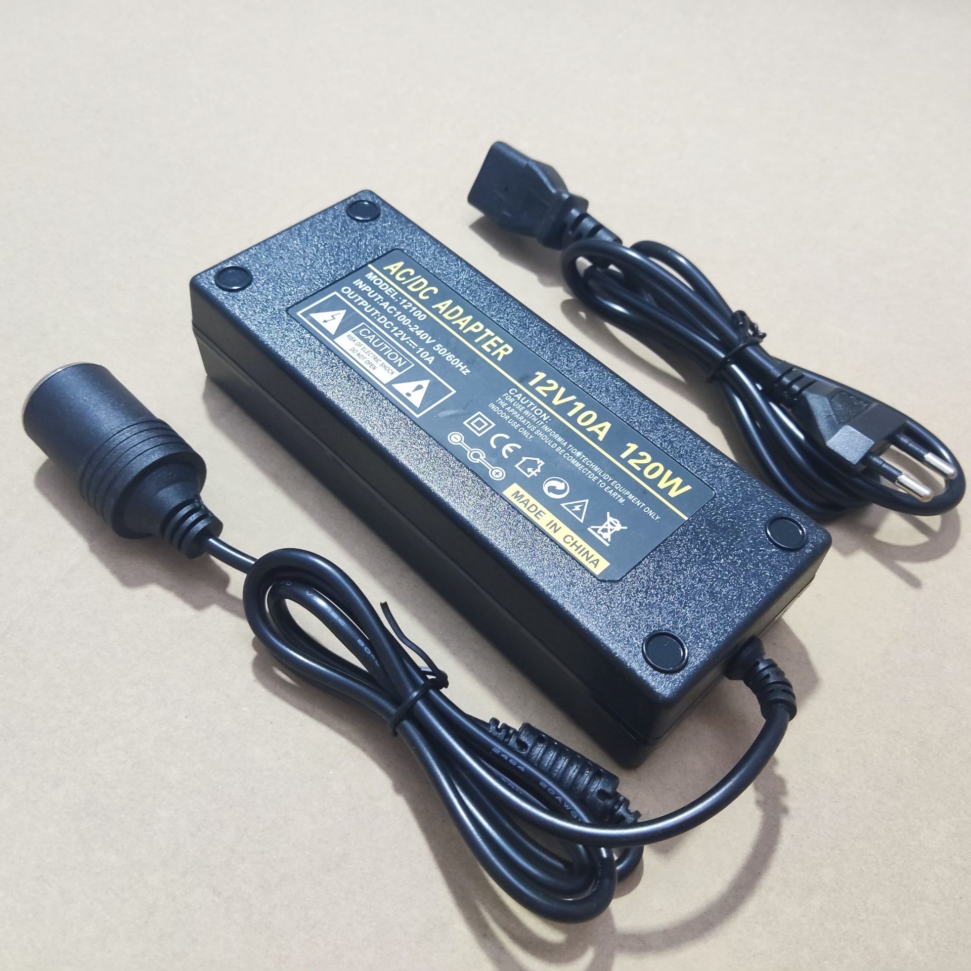 [Hàng Đủ Ampe dùng được cho máy bơm lốp xe] Bộ Chuyển Đổi Nguồn Điện 220V Sang 12V Đầu Cắm Ô Tô 12V/10A 120W cho Thiết Bị Ô Tô