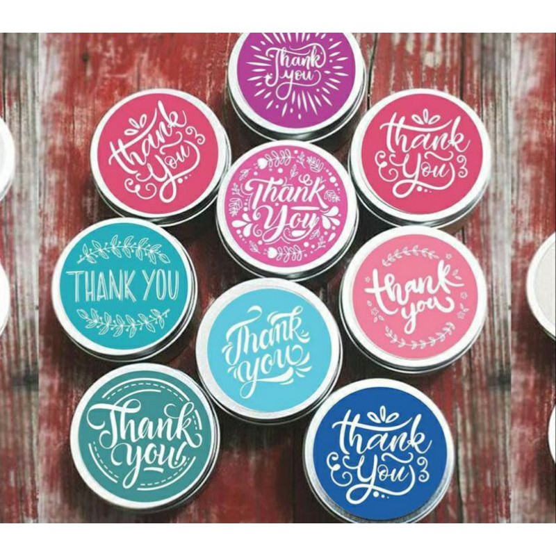 tem dán thank you hoa văn màu