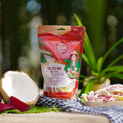 Mứt dừa non thủ công ngũ vị - hiệu tô gia - gói 250 gr