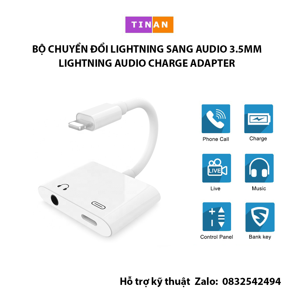 Bộ chuyển đổi lightning sang audio 3.5mm vừa sạc vừa cắm tai nghe