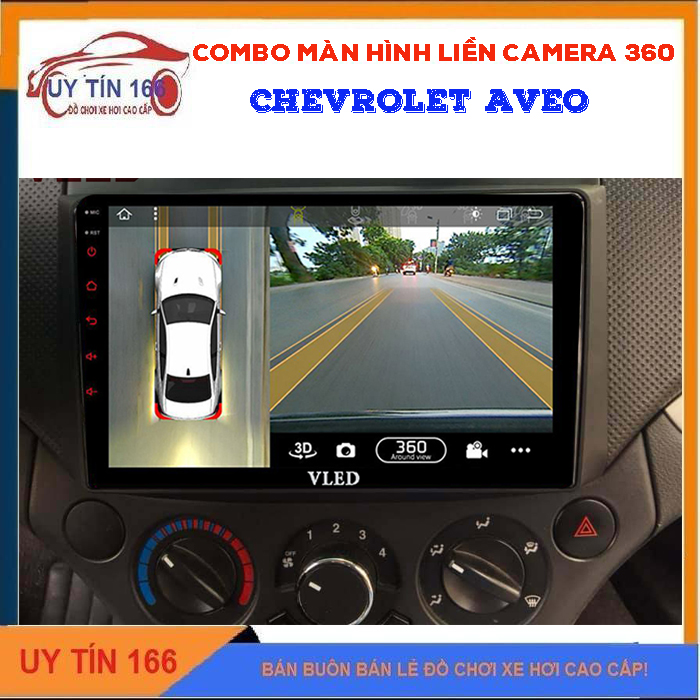 Màn hình liền camera 360 VLED V5S cho xe Chevrolet Aveo, combo màn hình kèm camera 360, camera quay toàn cảnh cho ô tô, camera ghi hành trình xe hơi