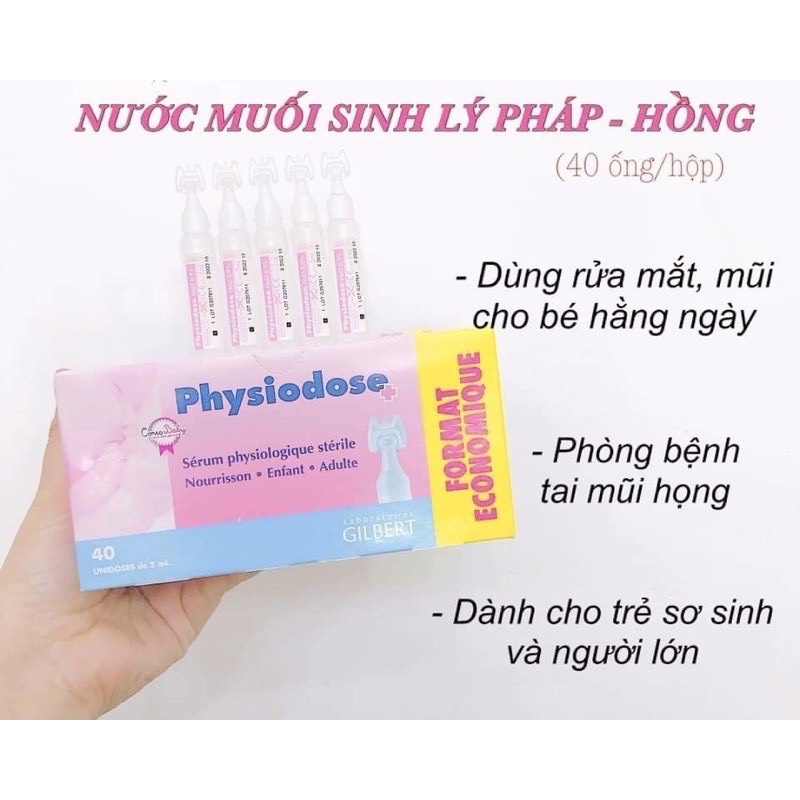 Nước muối sinh lý gifrer - physiodose pháp tép hồng cho bé từ sơ sinh