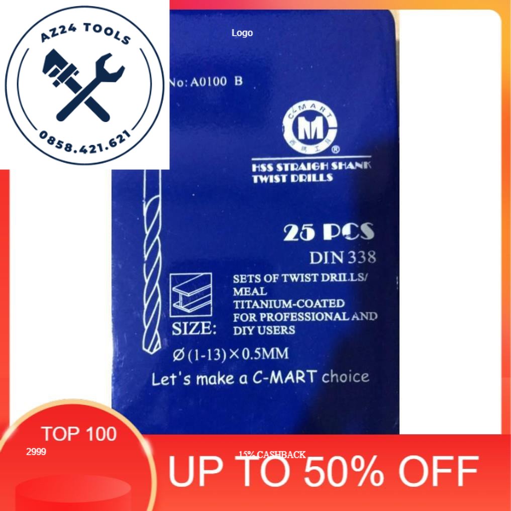 Hộp mũi khoan sắt 25 mũi a0100b c-mart