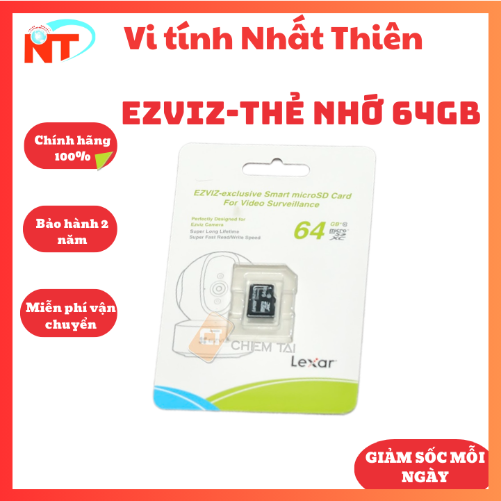 Thẻ nhớ camera ezviz 64gb, chuẩn class 10 tốc độ cao, dùng cho camera, điện thoại - hàng chính hãng