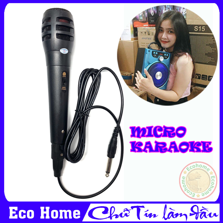 Micro có dây jack 6.5 ly dành cho loa karaoke bluetooth cỡ nhỏ BT06/MN03/KTS996/KTS994/P88/P87/P89..., Mic hát karaoke có dây loại nhỏ - Bảo hành 1 đổi 1 tại Eco Home