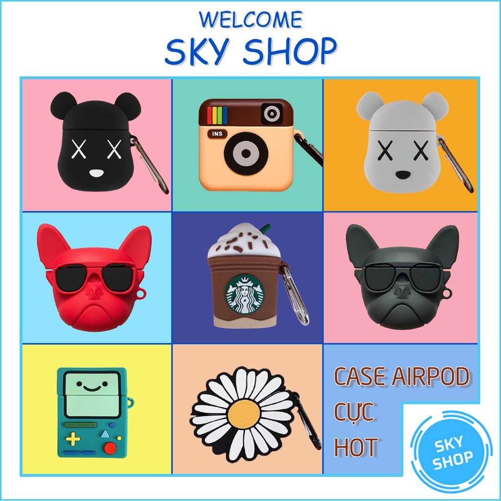 Vỏ ốp Case Airpod bảo vệ bao đựng tai nghe không dây bluetooth 1/2/3/Pro/i12/i9/i7/tws chống va đập - SKY SHOP