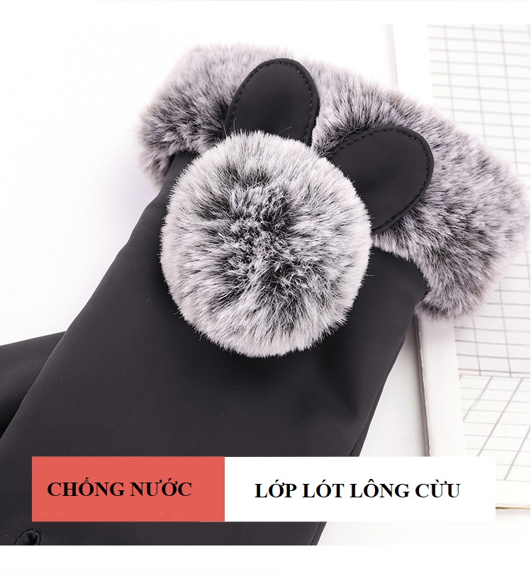 Găng tay thời trang nữ lót lông cừu ấm áp T790