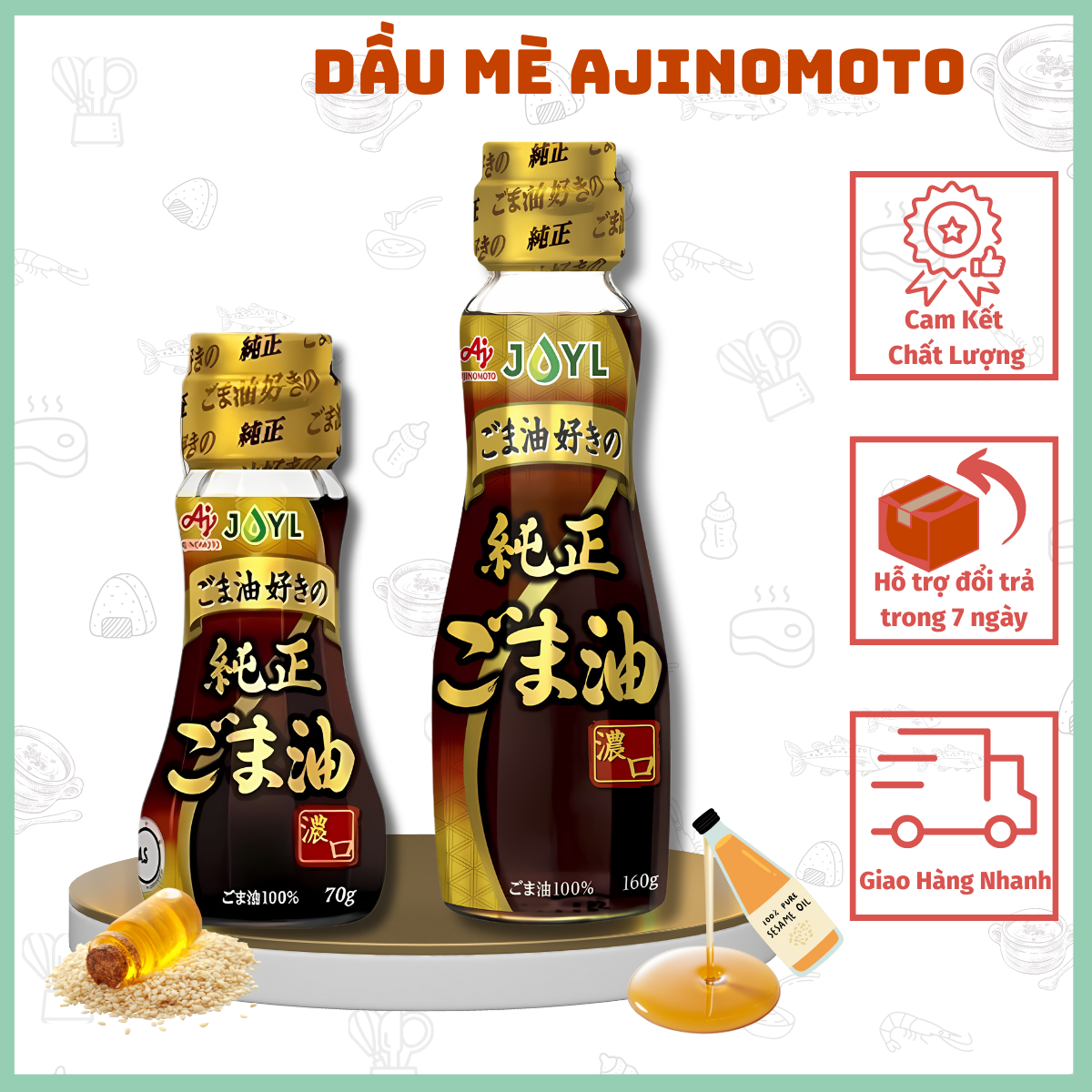 Dầu mè Ajinomoto Nhật bản chai 70 và 160ml giúp bé ăn dặm đúng cách