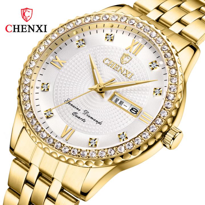 Đồng hồ nam - Đồng hồ nam Chenxi T01 - Đính đá trẻ trung lịch lãm-Đồng hồ nam dây thép đúc đặc không gỉ-Mặt chống xước, chống nước-Quà tặng hấp dẫnTM01