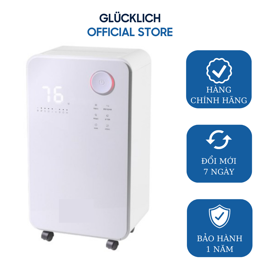 Máy hút ẩm glucklich 20l/ngày - hút ẩm và lọc không khí đồng thời - thương hiệu đức