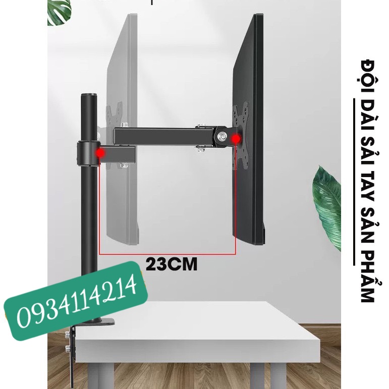 Giá Treo Một Màn Hình Máy Tính - Giá Đỡ 1 Màn Hình 17 - 27 Inch - Kẹp Thành Bàn Đa Năng