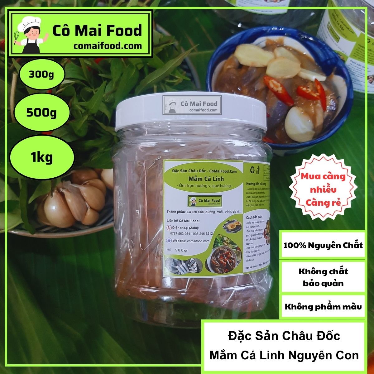 Mắm cá linh nguyên con đặc sản châu đốc hũ 300g, 500g, 1kg | cô mai food - comaifood.com