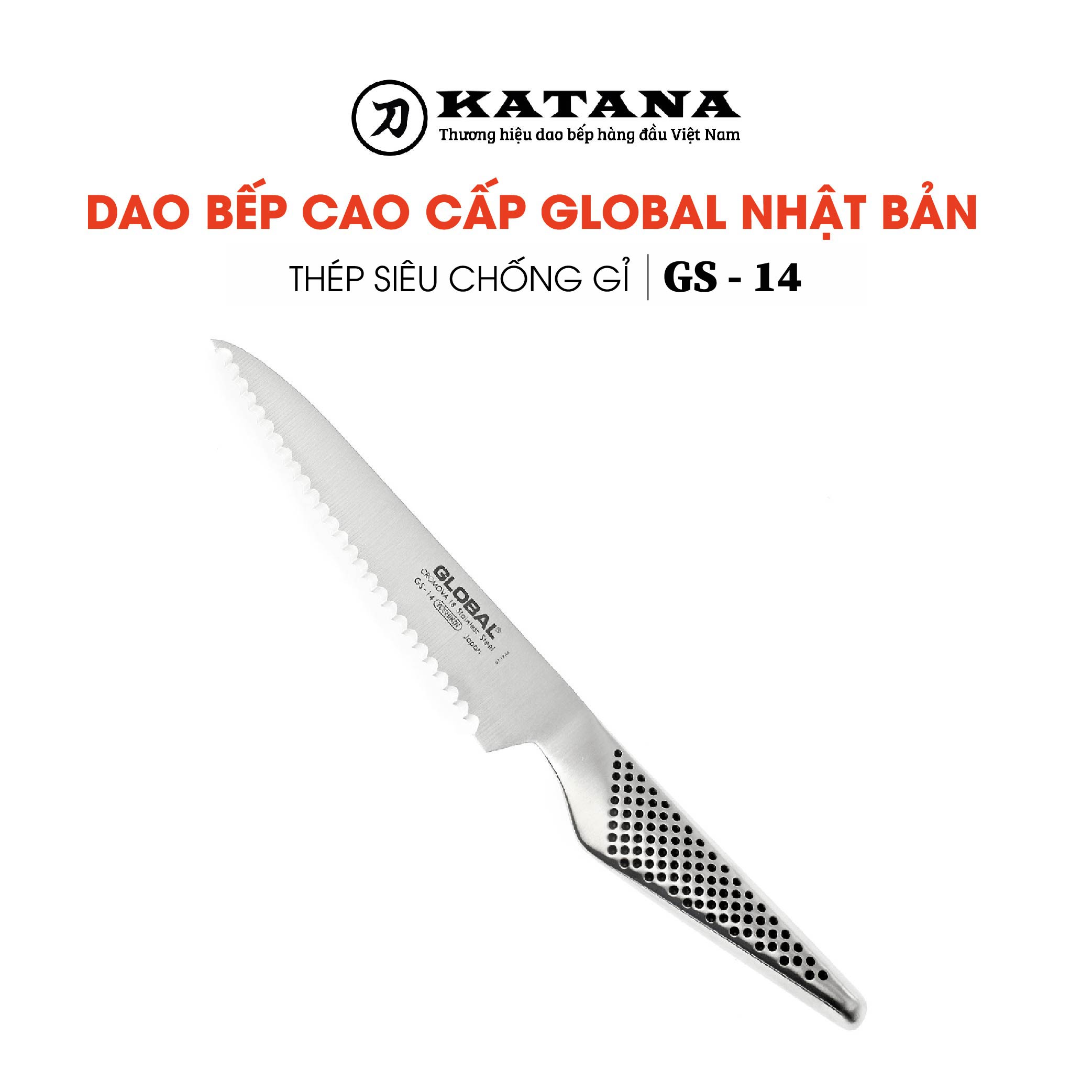 Dao bếp Nhật cao cấp Global GS14 Serated Utility - Dao đa năng (150mm)