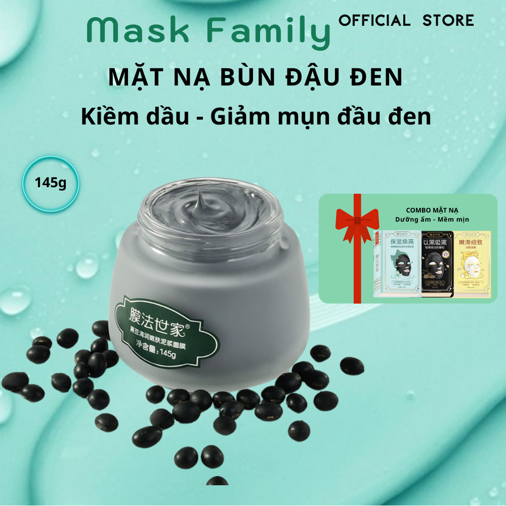Mặt nạ bùn đậu đen mask famimy giúp trẻ hóa , kiềm dầu và giảm mụn đầu đen 145g