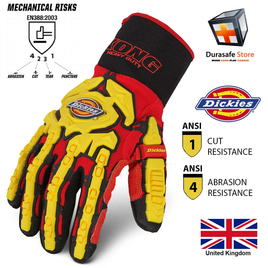 GĂNG TAY CHỐNG VA ĐẬP DICKIES GL01HD Heavy Duty Impact Glove Red, Size M-XXL, UK