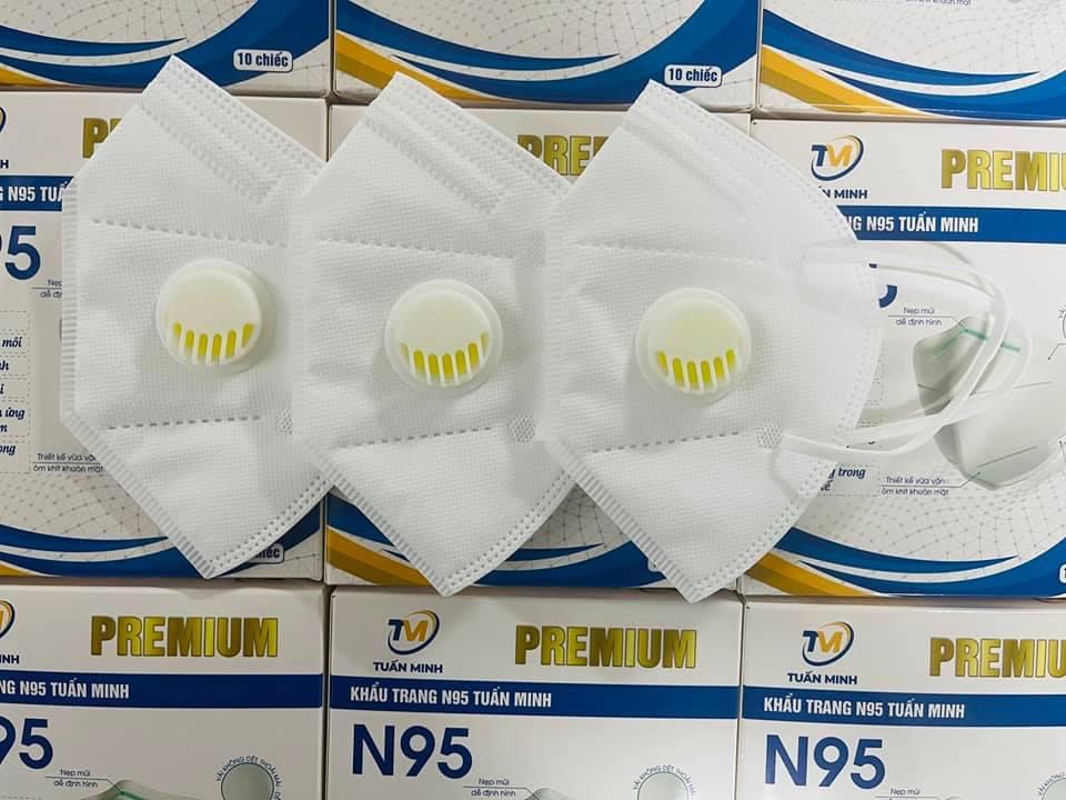 Hộp 10 chiếc khẩu trang KN95 TUẤN MINH CÓ VAN MẪU MỚI chống bụi mịn và kháng khuẩn, khẩu trang y tế người lớn