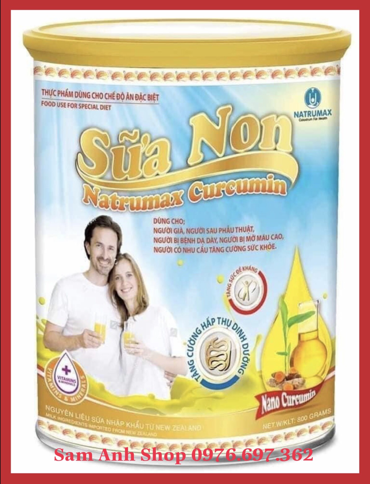 Sữa Non Natrumax Curcumin 800g hỗ trợ cho người bị dạ dày, gan, mỡ máu, cần tăng cường sức khỏe,