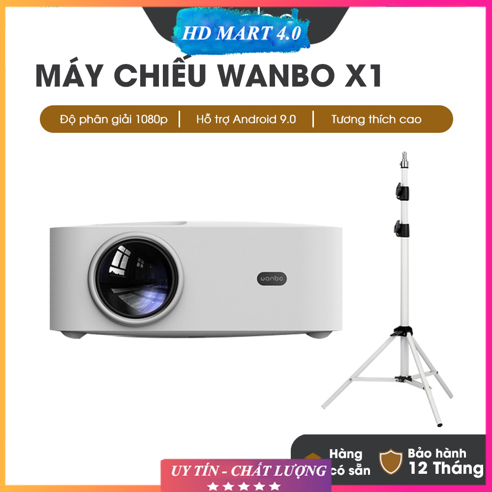 Máy chiếu thông minh wanbo x1 android – máy chiếu mini kaw kết nối điện thoại, độ phân giải 1080p hình ảnh cực sắc nét - bảo hành 12 tháng