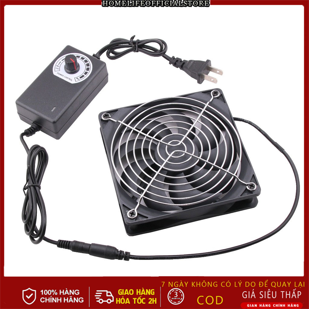【🔥HCM/24H】Quạt Tản Nhiệt Chó Mèo, Quạt Làm Mát Gắn Chuồng-Quạt Thông Gió Hình Vuông 12CM Kèm Bộ Điều Tốc 1200RPM Giá 127,700 Đồng*Miễn phí vận chuyển