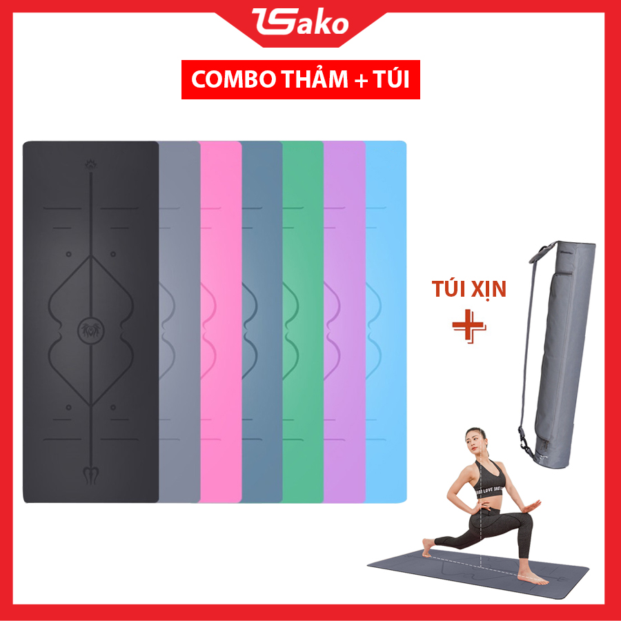 Thảm Tập Yoga Định Tuyến Da PU Cao Cấp + Tặng kèm túi đựng yoga , Thảm tập yoga chống trượt - Thảm tập yoga chống trơn trượt, thâm hút mồ hôi nhanh
