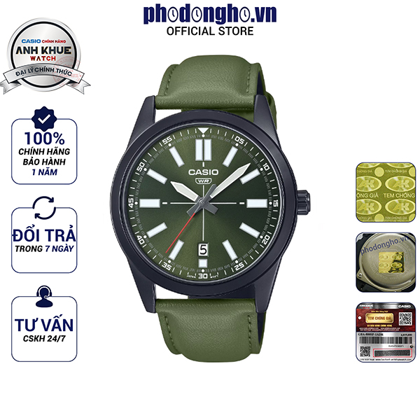 Đồng hồ nam dây da casio anh khuê mtp-vd02bl-3eudf