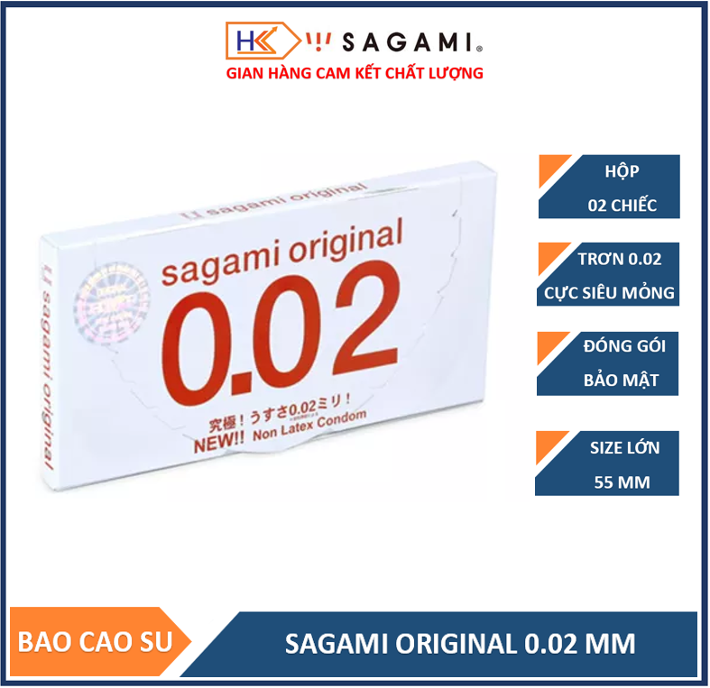 Bao cao su cực siêu mỏng Sagami Original 0.02mm - Hộp 2 cái