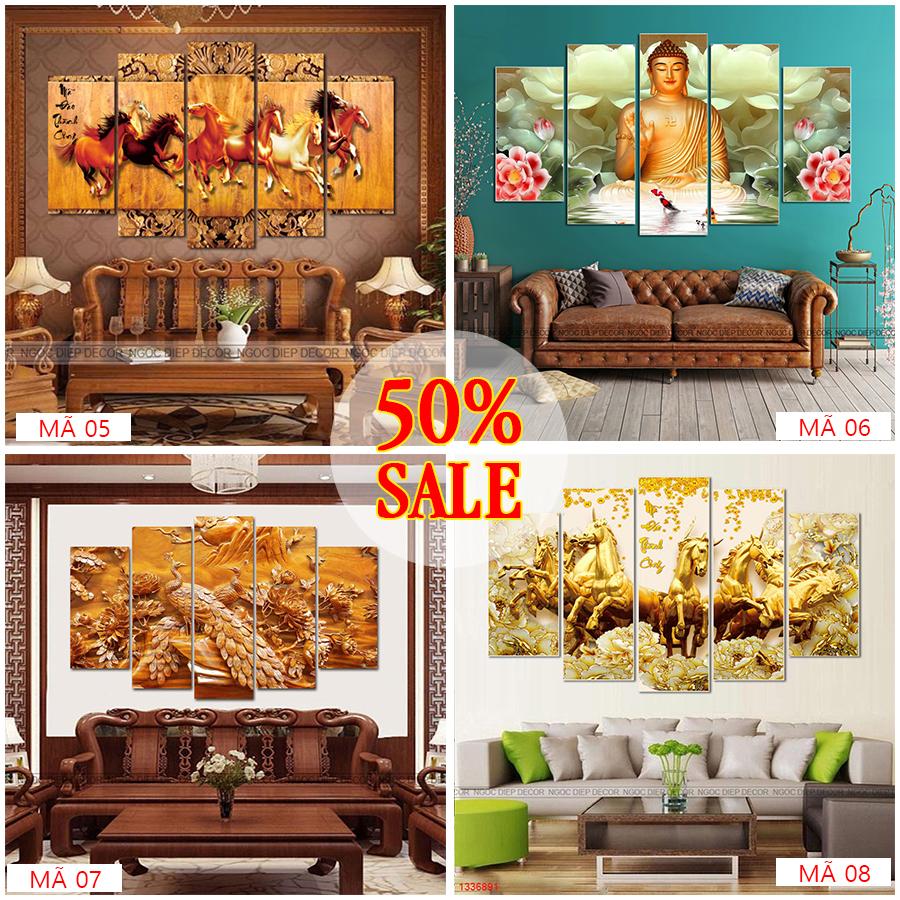 Tranh dán tường 5 bức phong cách hiện đại - Tranh decor formex trang trí phòng khách, phòng ngủ