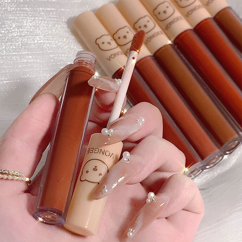 Set 4 son kem lì vongee gấu nâu