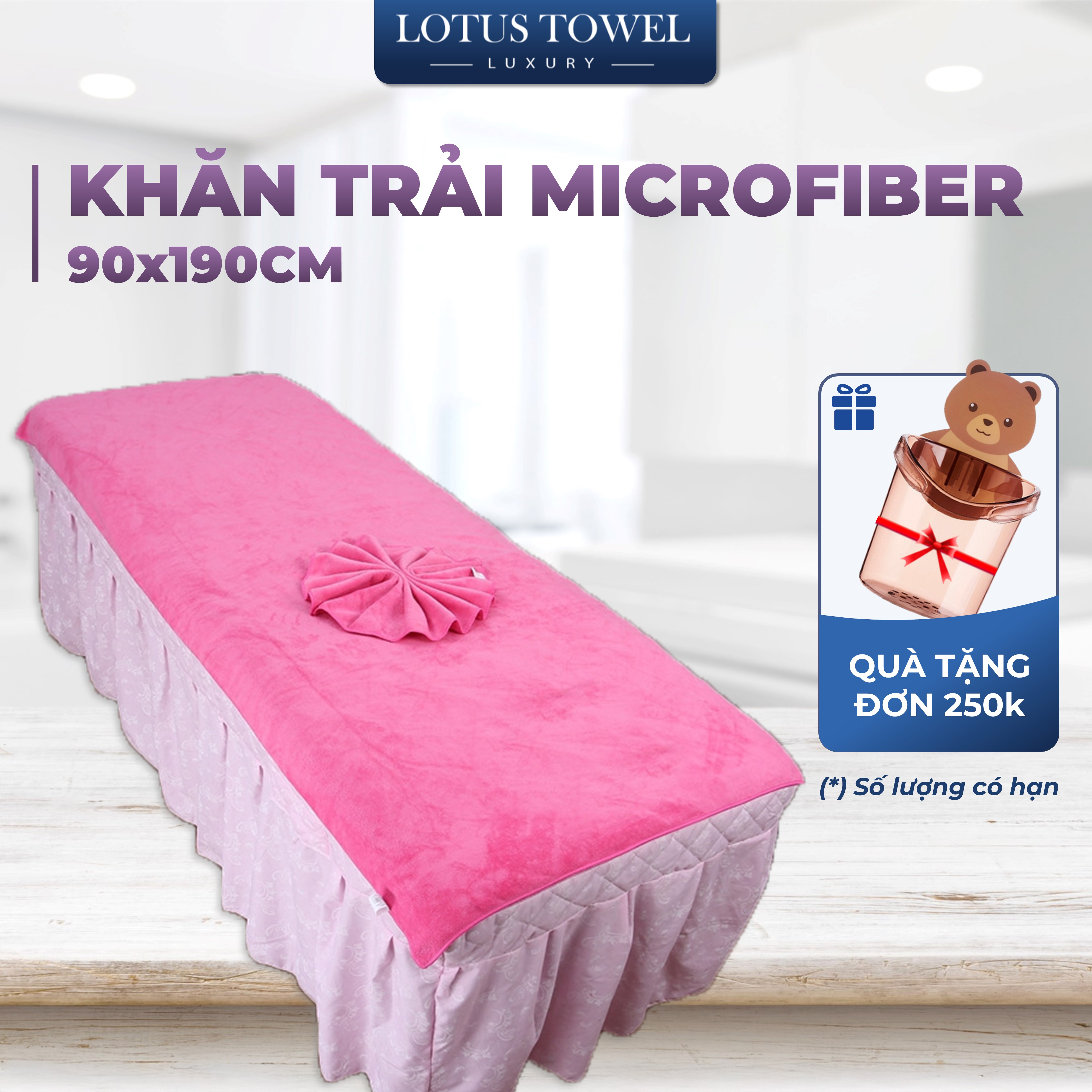  Khăn trải SPA 90x190cm 100% MICROFIBER siêu mềm mịn thấm hút dày dặn - LOTUS TOWEL 