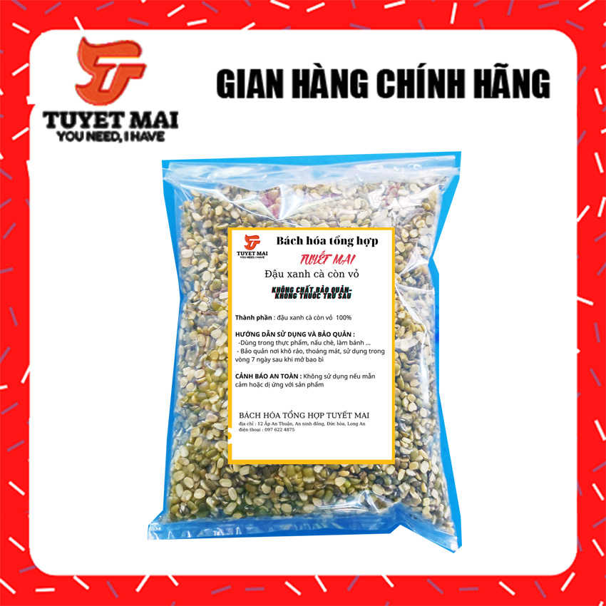 Đậu xanh cà còn vỏ(hoặc bóc vỏ) ngon bở, Đỗ xanh vỡ đóng gói túi 500g, 1kg