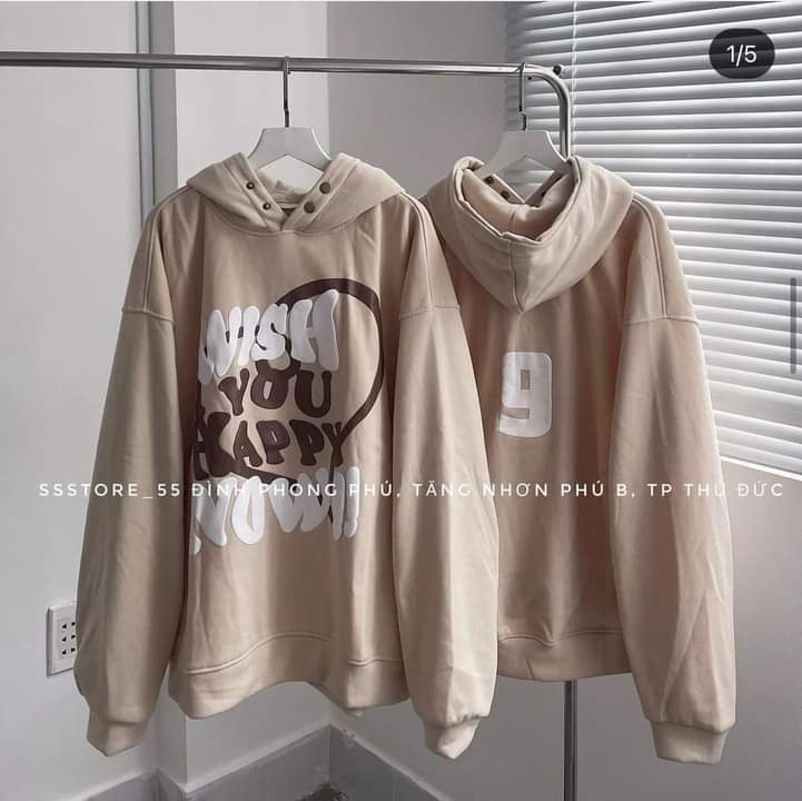 Áo hoodie, áo hoodie nỉ cotton số 9 sau lưng nam nữ form rộng, phối mũ cực xinh