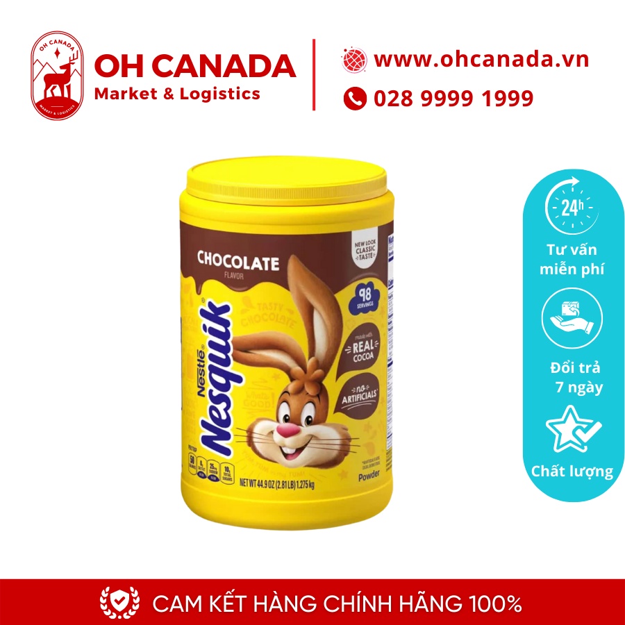 Bột cacao pha sữa Nestle Nesquik Chocolate 1.275 kg của Mỹ