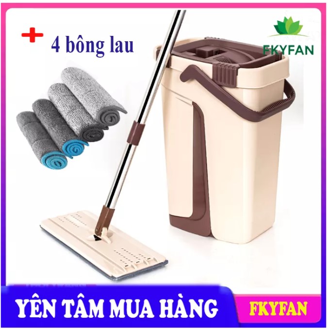 (TẶNG 4 BÔNG LAU) Bộ chổi lau nhà tự vắt 2 ngăn tiện dụng xoay 360 độ - cây lau nhà tự vắt thông minh - Bộ lau nhà 360 độ - 2 ngăn tự vắt đơn giản dễ dùng- Cây lau nhà đa năng