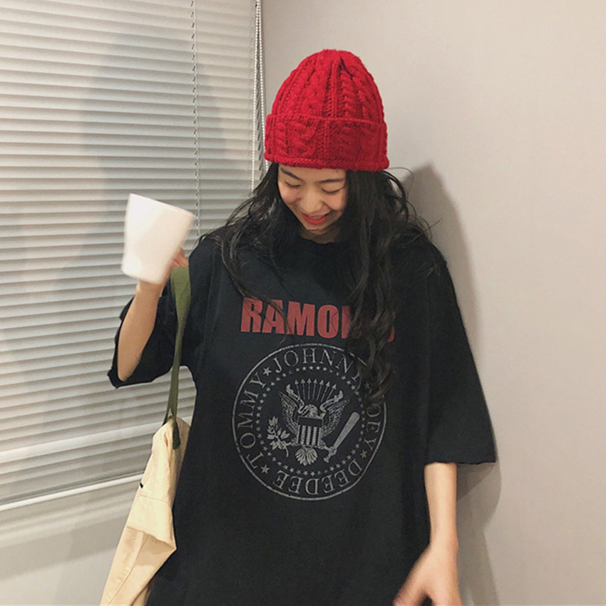 Áo thun nữ form rộng RAMONES tay lỡ cổ tròn đẹp hàng Quảng Châu chất cotton xịn, phù hợp đi chơi, đi du lịch, mặc hàng ngày, kiểu hot 2020 [BST ao thun, áo phông thời trang 4GENZ]