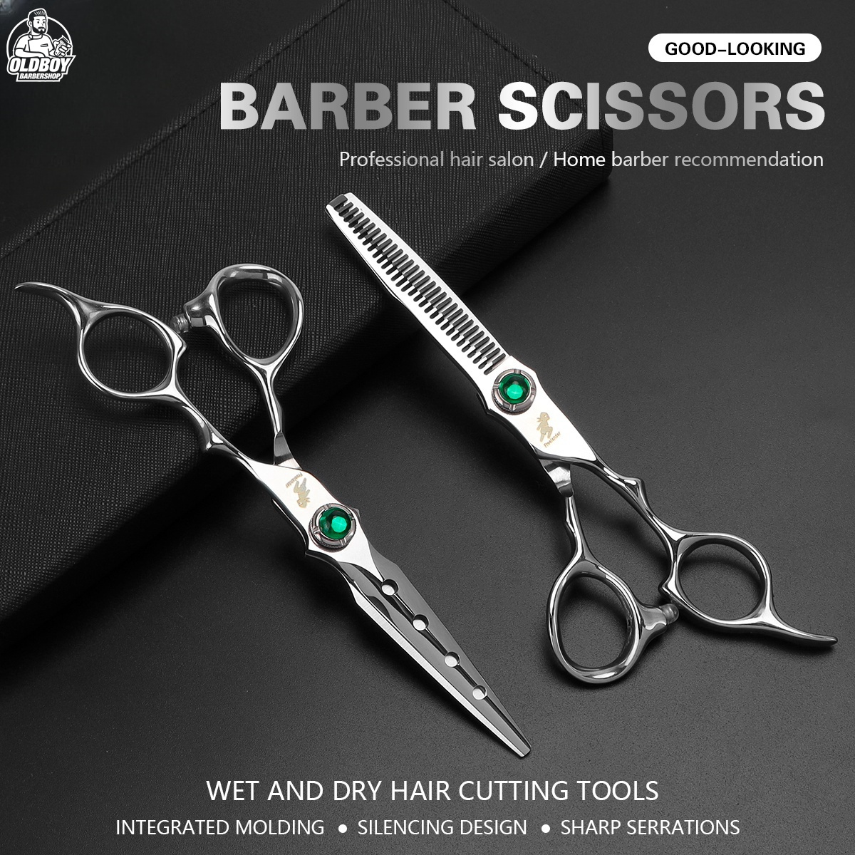 6.0 inch napson đôi thanh kiếm Màu Xanh Lá Cây đá quý Kéo Cắt Tóc răng thẳng kéo kéo cắt tóc đặc biệt