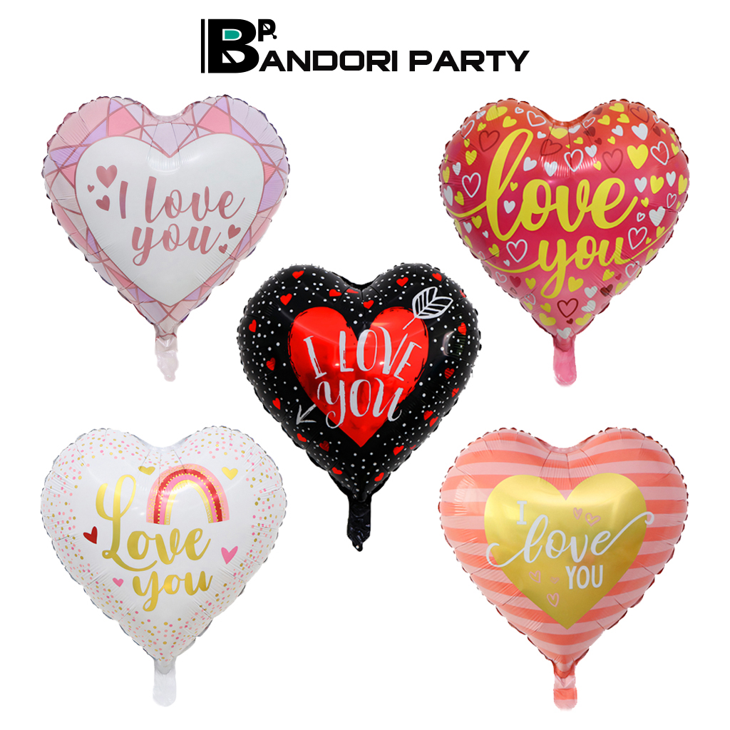 Bóng 4D trái tim I love you Bandori 18 Inch trang trí lễ tình yêu phòng cưới