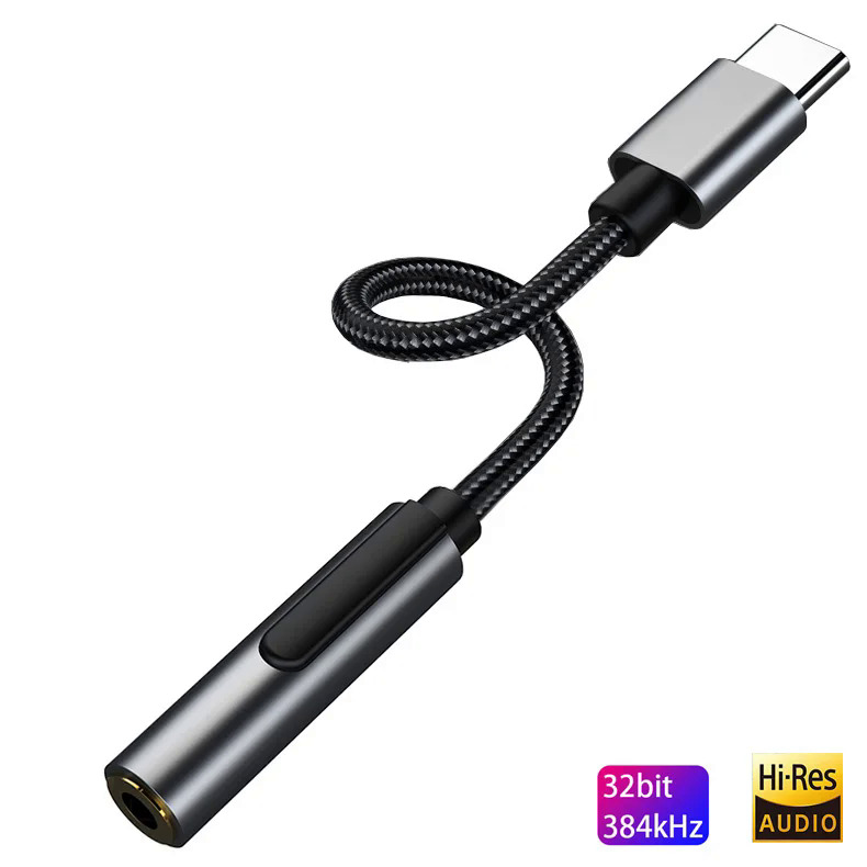 Realtek alc4050 Hifi DAC Tai nghe Khuếch đại USB Loại C đến 3.5mm tai nghe âm thanh Bộ chuyển đổi 32bit 384kHz kỹ thuật số giải mã AUX chuyển đổi