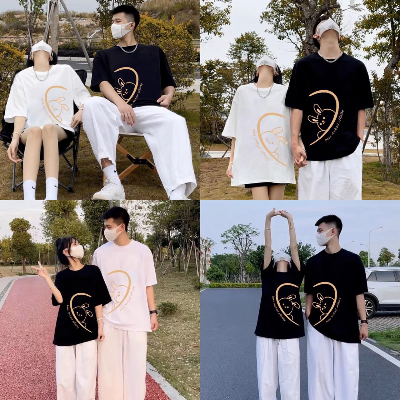 Áo thun đôi nam nữ hình trái tim gấu, áo thun nam nữ hot cotton 100%