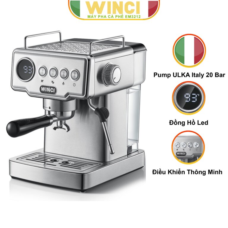 Máy pha cà phê Espresso, Capuchino, Latte Winci EM3212, bảo hành 24 tháng