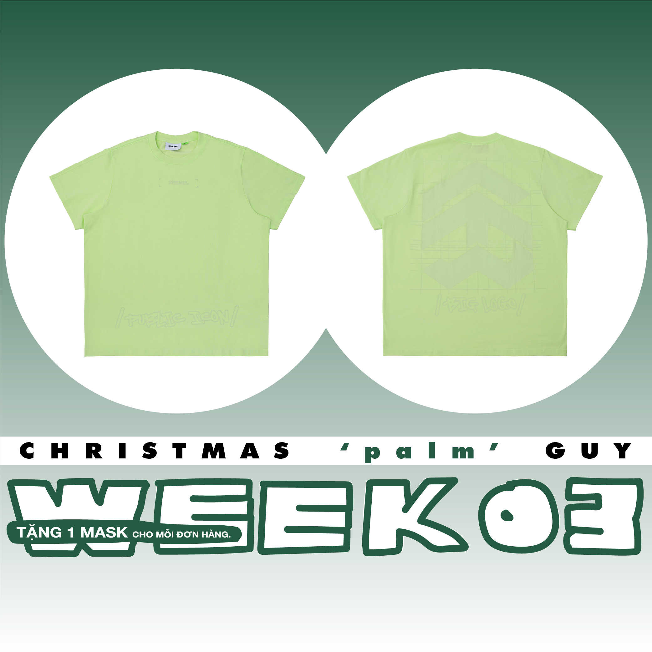 5theway® /public icon/ big logo square tee™ in butterfly aka áo thun 5theway tay ngắn xanh bơ
