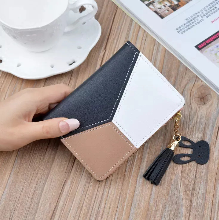 Ví nữ nhỏ xinh gập đôi có ngăn kéo và rất nhiều ngăn nhỏ tiện dụng, phối màu sắc độc đáo, chất liệu da cao cấp bền đẹp NEW-0012