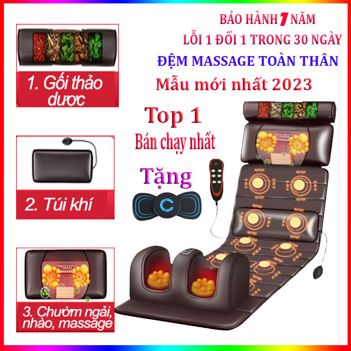 Đệm Massage toàn thân Hồng ngoại KR148 Xoa bóp đảo chiều Chườm nóng Thảo Dược Rung Massage Tần Số Cao nệm mát xa toàn thân đệm matxa