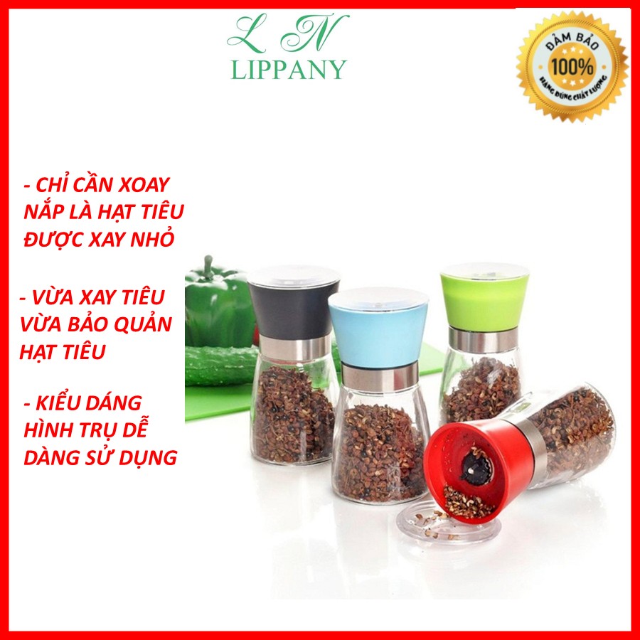 Lọ xay tiêu thủy tinh cầm tay tiện dụng - dụng cụ xay tiêu cầm tay bằng thủy tinh - máy xay tiêu mini