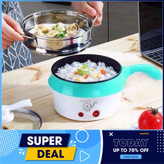 Nồi lẩu điện kèm lồng hấp 18cm, Nồi lẩu điện đa năng 2 tầng, Ca nấu mì nồi lẩu đa năng có lồng hấp bằng inox, ca nấu mỳ đa năng, Nồi lẩu mini