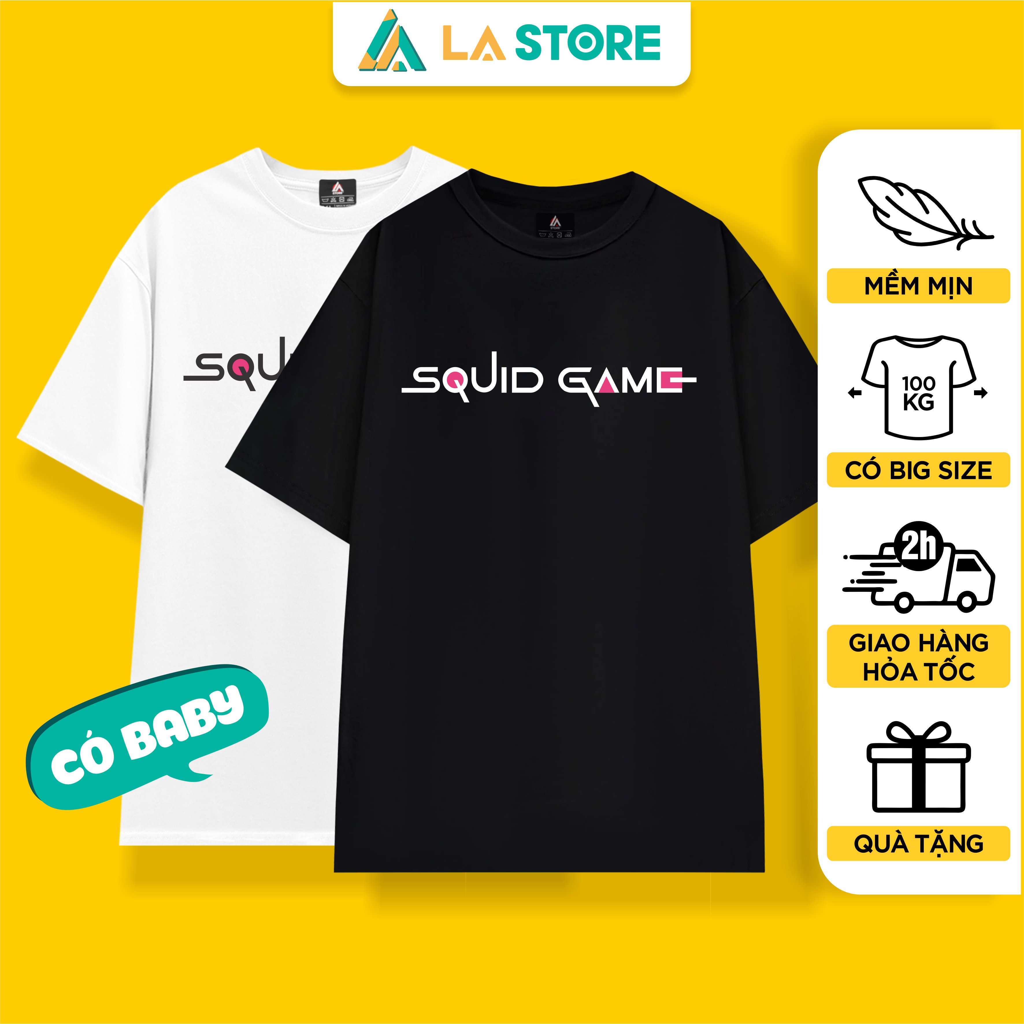 Áo thun unisex squid game - trò chơi con mực | logo phim | lạ store