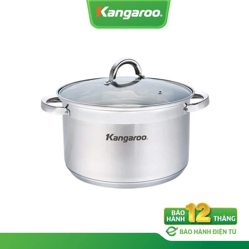 Nồi inox đơn 20cm kangaroo kg876s - đáy 5 lớp - hàng chính hãng
