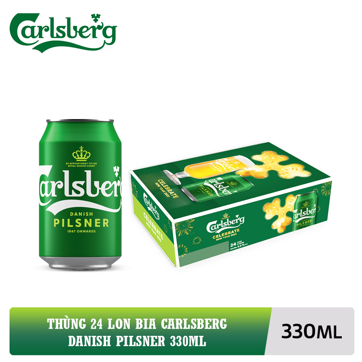 THÙNG 24 LON BIA CARLSBERG DANISH PILSNER 330ML